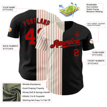 Laden Sie das Bild in den Galerie-Viewer, Custom Black Cream-Red Pinstripe Authentic Split Fashion Baseball Jersey