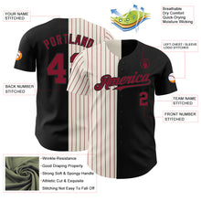 Laden Sie das Bild in den Galerie-Viewer, Custom Black Cream-Crimson Pinstripe Authentic Split Fashion Baseball Jersey
