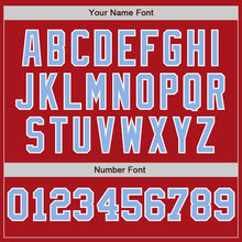 Load image into Gallery viewer, Custom Red White-Light Blue Pinstripe Authentic Split Fashion Baseball Jersey