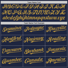 Load image into Gallery viewer, Custom Navy White-Old Gold Pinstripe Authentic Split Fashion Baseball Jersey