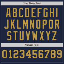 Load image into Gallery viewer, Custom Navy White-Old Gold Pinstripe Authentic Split Fashion Baseball Jersey
