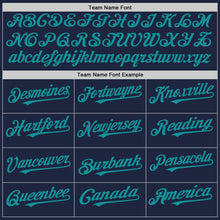 Load image into Gallery viewer, Custom Navy White-Teal Pinstripe Authentic Split Fashion Baseball Jersey