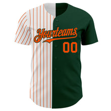 Load image into Gallery viewer, Custom Green White-Orange Pinstripe Authentic Split Fashion Baseball Jersey