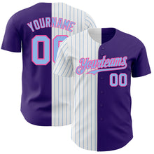 Load image into Gallery viewer, Custom Purple Pink-Light Blue Pinstripe Authentic Split Fashion Baseball Jersey