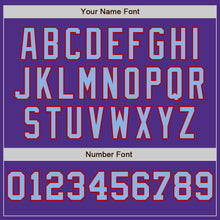 Load image into Gallery viewer, Custom Purple Red-Light Blue Pinstripe Authentic Split Fashion Baseball Jersey