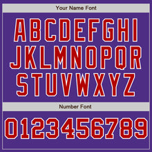 Load image into Gallery viewer, Custom Purple White-Red Pinstripe Authentic Split Fashion Baseball Jersey