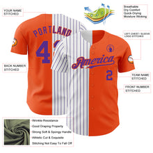 Load image into Gallery viewer, Custom Orange White-Purple Pinstripe Authentic Split Fashion Baseball Jersey