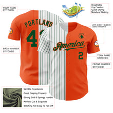 Load image into Gallery viewer, Custom Orange White-Green Pinstripe Authentic Split Fashion Baseball Jersey