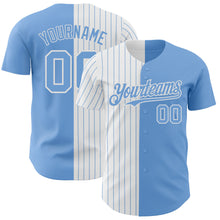 Load image into Gallery viewer, Custom Light Blue White-Light Blue Pinstripe Authentic Split Fashion Baseball Jersey