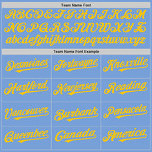 Load image into Gallery viewer, Custom Light Blue White-Yellow Pinstripe Authentic Split Fashion Baseball Jersey