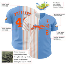 Load image into Gallery viewer, Custom Light Blue White-Orange Pinstripe Authentic Split Fashion Baseball Jersey