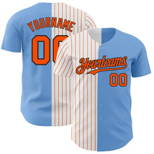 Charger l'image dans la galerie, Custom Light Blue Black-Orange Pinstripe Authentic Split Fashion Baseball Jersey