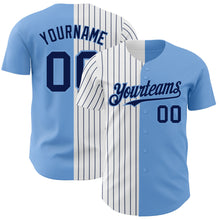 Load image into Gallery viewer, Custom Light Blue White-Navy Pinstripe Authentic Split Fashion Baseball Jersey