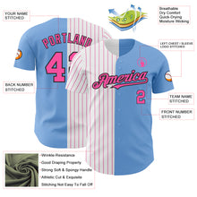 Laden Sie das Bild in den Galerie-Viewer, Custom Light Blue Black-Pink Pinstripe Authentic Split Fashion Baseball Jersey