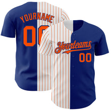 Load image into Gallery viewer, Custom Royal White-Orange Pinstripe Authentic Split Fashion Baseball Jersey