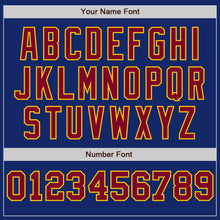 Load image into Gallery viewer, Custom Royal Yellow-Maroon Pinstripe Authentic Split Fashion Baseball Jersey
