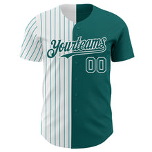 Charger l'image dans la galerie, Custom Teal White-Teal Pinstripe Authentic Split Fashion Baseball Jersey