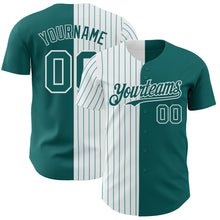 Charger l'image dans la galerie, Custom Teal White-Teal Pinstripe Authentic Split Fashion Baseball Jersey