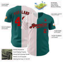 Charger l'image dans la galerie, Custom Teal White-Red Pinstripe Authentic Split Fashion Baseball Jersey