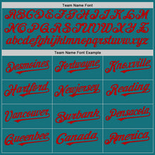 Charger l'image dans la galerie, Custom Teal White-Red Pinstripe Authentic Split Fashion Baseball Jersey