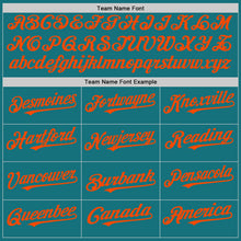 Load image into Gallery viewer, Custom Teal White-Orange Pinstripe Authentic Split Fashion Baseball Jersey