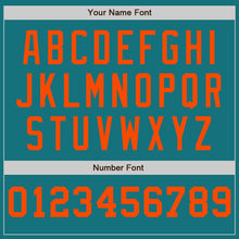 Load image into Gallery viewer, Custom Teal White-Orange Pinstripe Authentic Split Fashion Baseball Jersey