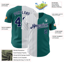 Charger l'image dans la galerie, Custom Teal White-Navy Pinstripe Authentic Split Fashion Baseball Jersey
