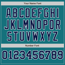 Charger l'image dans la galerie, Custom Teal White-Navy Pinstripe Authentic Split Fashion Baseball Jersey