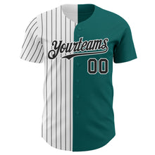 Laden Sie das Bild in den Galerie-Viewer, Custom Teal White-Black Pinstripe Authentic Split Fashion Baseball Jersey
