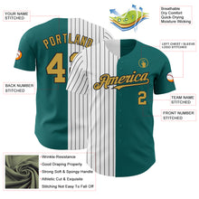 Charger l'image dans la galerie, Custom Teal Old Gold-Black Pinstripe Authentic Split Fashion Baseball Jersey