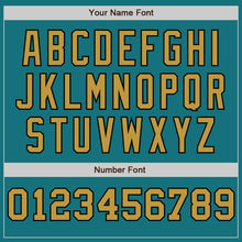 Charger l'image dans la galerie, Custom Teal Old Gold-Black Pinstripe Authentic Split Fashion Baseball Jersey