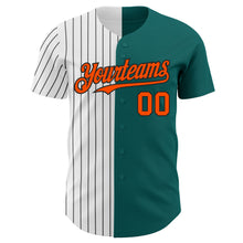 Charger l'image dans la galerie, Custom Teal Orange-Black Pinstripe Authentic Split Fashion Baseball Jersey