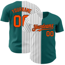 Charger l'image dans la galerie, Custom Teal Orange-Black Pinstripe Authentic Split Fashion Baseball Jersey