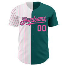 Charger l'image dans la galerie, Custom Teal White-Pink Pinstripe Authentic Split Fashion Baseball Jersey