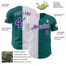 Charger l'image dans la galerie, Custom Teal White-Purple Pinstripe Authentic Split Fashion Baseball Jersey