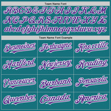 Charger l'image dans la galerie, Custom Teal White-Purple Pinstripe Authentic Split Fashion Baseball Jersey