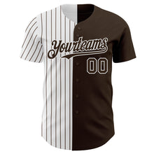 Charger l'image dans la galerie, Custom Brown White-Brown Pinstripe Authentic Split Fashion Baseball Jersey