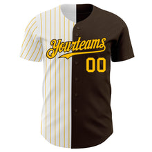 Charger l'image dans la galerie, Custom Brown White-Gold Pinstripe Authentic Split Fashion Baseball Jersey