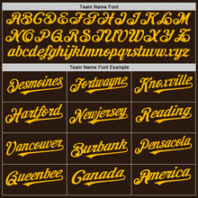 Charger l'image dans la galerie, Custom Brown White-Gold Pinstripe Authentic Split Fashion Baseball Jersey