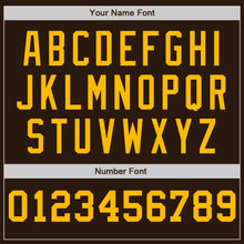 Charger l'image dans la galerie, Custom Brown White-Gold Pinstripe Authentic Split Fashion Baseball Jersey