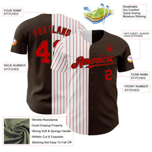 Charger l'image dans la galerie, Custom Brown White-Red Pinstripe Authentic Split Fashion Baseball Jersey