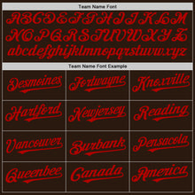 Charger l'image dans la galerie, Custom Brown White-Red Pinstripe Authentic Split Fashion Baseball Jersey