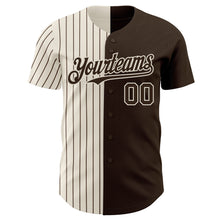 Laden Sie das Bild in den Galerie-Viewer, Custom Brown Cream-Brown Pinstripe Authentic Split Fashion Baseball Jersey