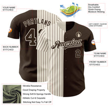 Laden Sie das Bild in den Galerie-Viewer, Custom Brown Cream-Brown Pinstripe Authentic Split Fashion Baseball Jersey