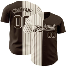 Laden Sie das Bild in den Galerie-Viewer, Custom Brown Cream-Brown Pinstripe Authentic Split Fashion Baseball Jersey
