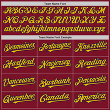 Load image into Gallery viewer, Custom Crimson Navy-Gold Pinstripe Authentic Split Fashion Baseball Jersey
