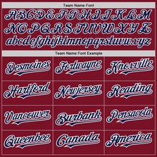 Load image into Gallery viewer, Custom Crimson White-Navy Pinstripe Authentic Split Fashion Baseball Jersey