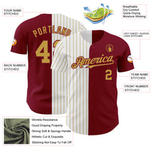 Load image into Gallery viewer, Custom Crimson White-Old Gold Pinstripe Authentic Split Fashion Baseball Jersey