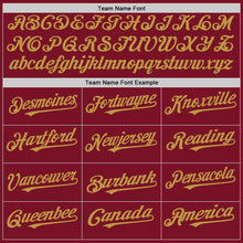Load image into Gallery viewer, Custom Crimson White-Old Gold Pinstripe Authentic Split Fashion Baseball Jersey