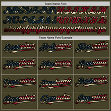 Load image into Gallery viewer, Custom Olive Vintage USA Flag Cream-Black Pinstripe Authentic Split Fashion Salute To Service Baseball Jersey